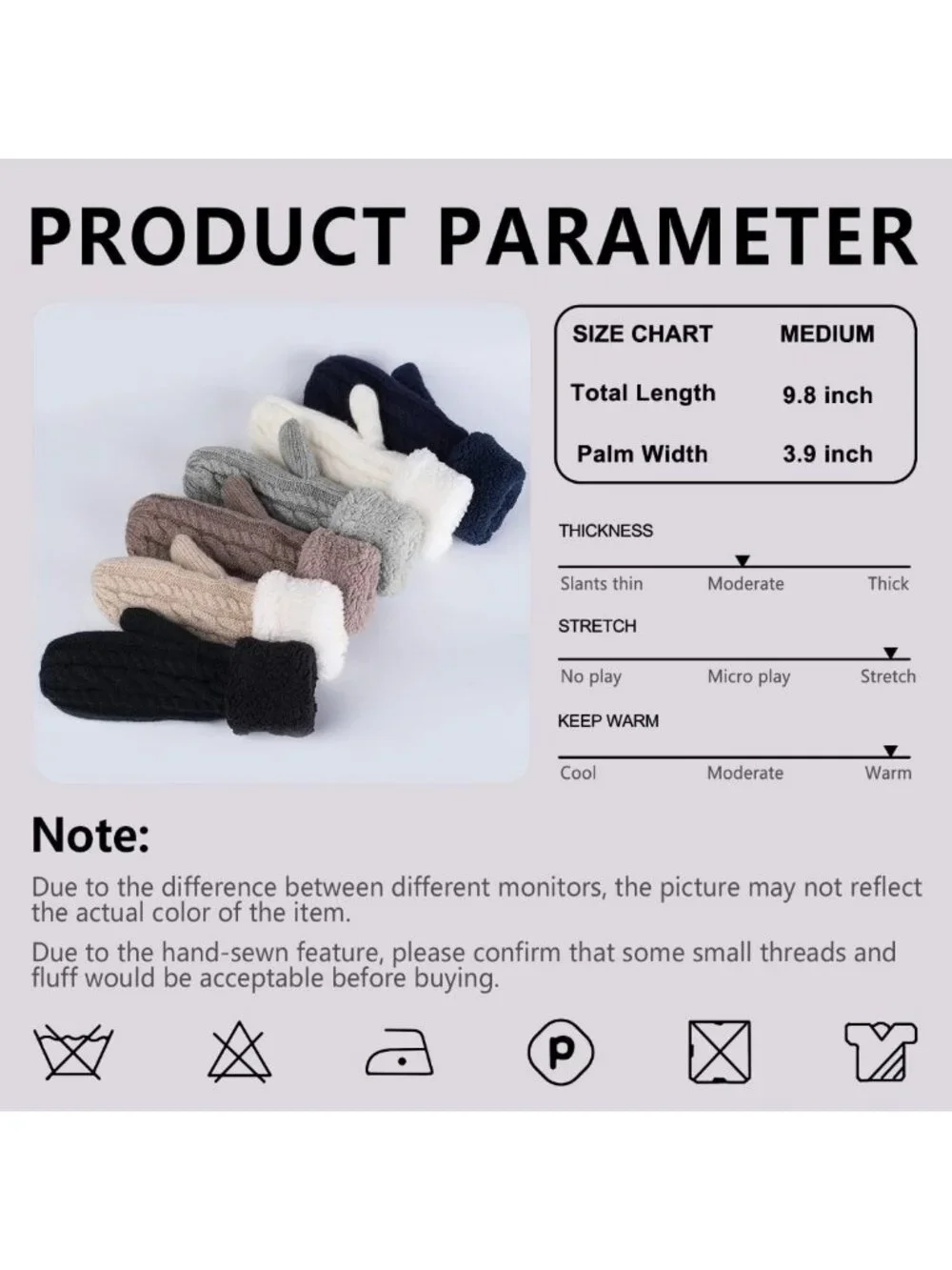 Cozy Wool Knit Winter Gloves for Women - Warm Lining Thick Mittens for Cold